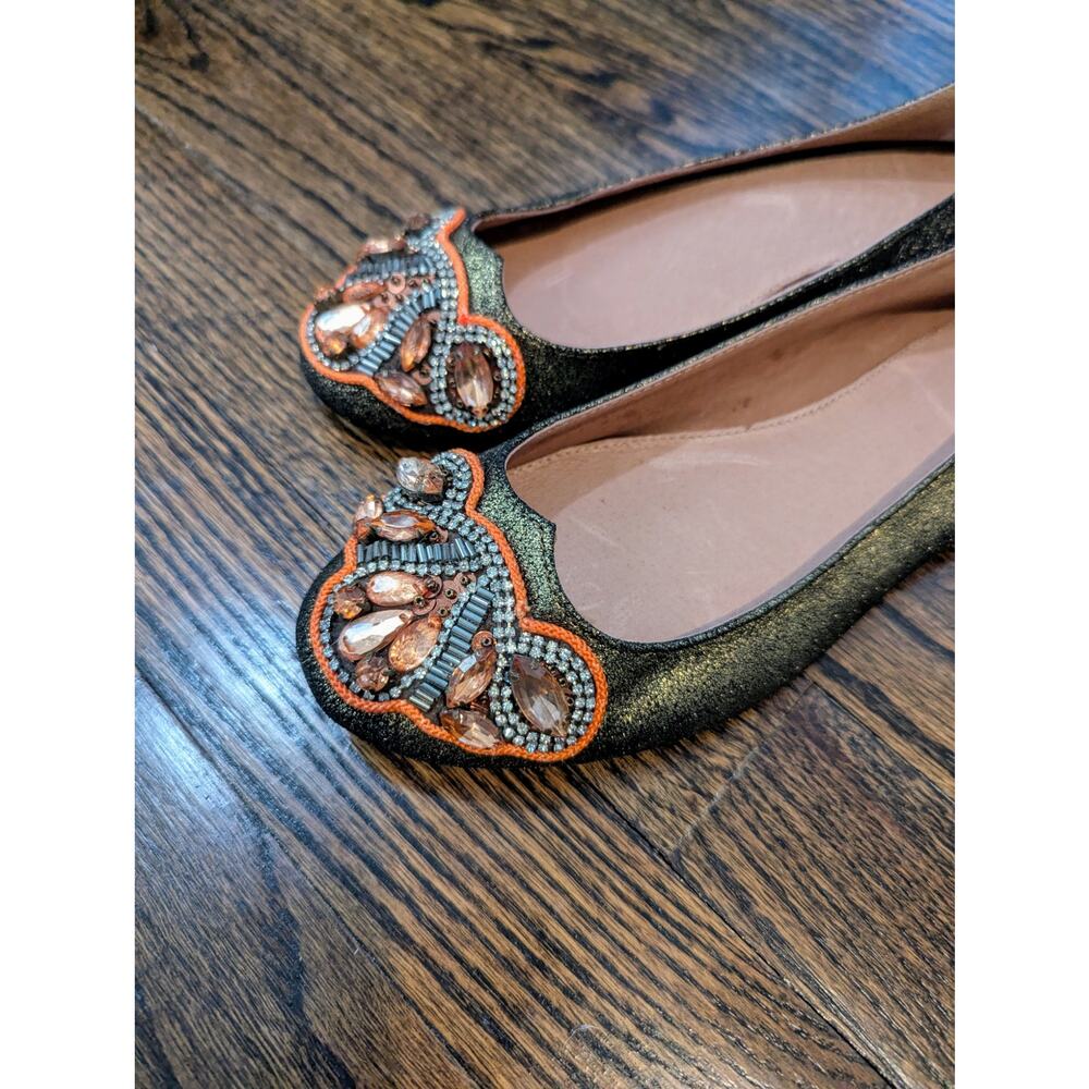Jasper & Jeera Anthropologie Embellished Metallic Flats